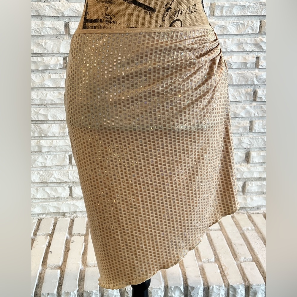 Rampage Beige Asymmetrical Skirt sequin shimmer